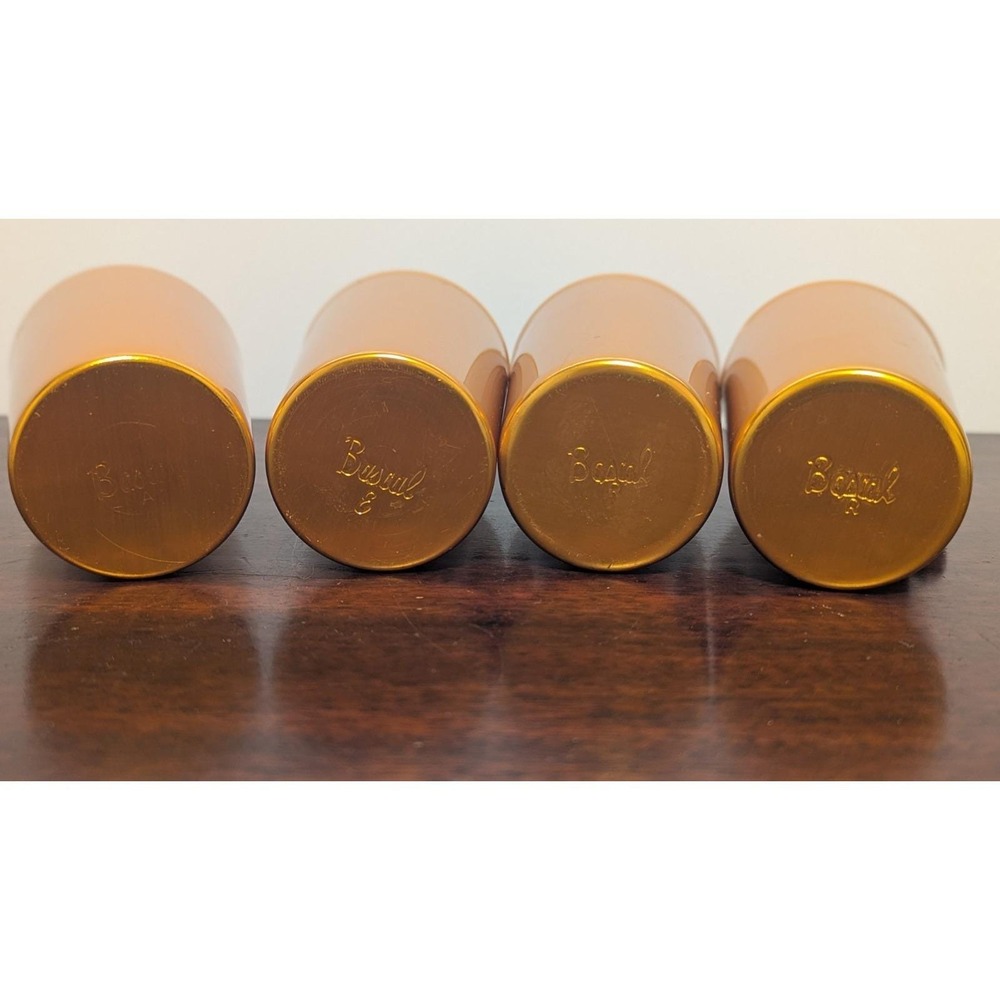 4 Vintage Bascal Aluminum Cups Tumblers Metallic Gold MCM Retro Italy 4.5" - Picture 3 of 6
